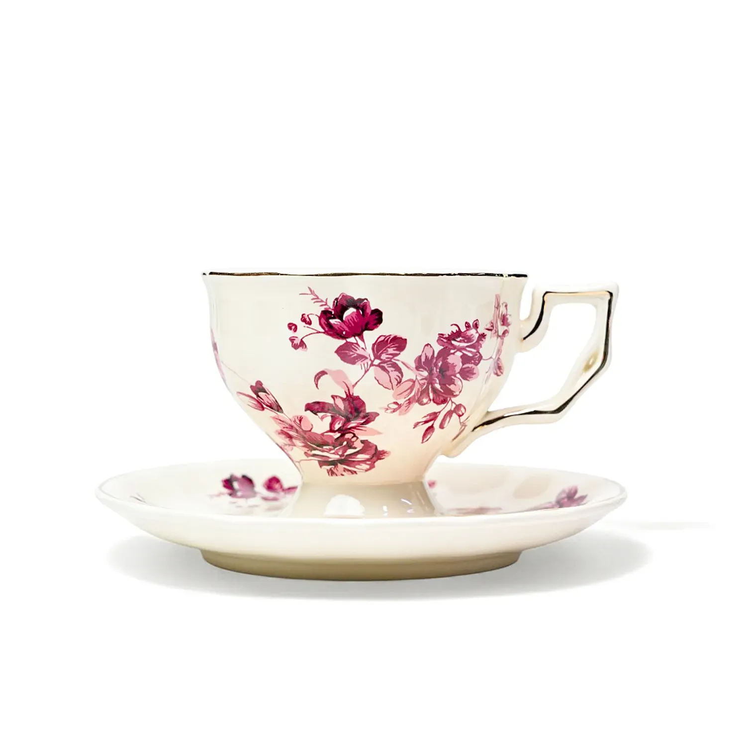 European Bone China Tea Cup and Saucer Set, 130ml