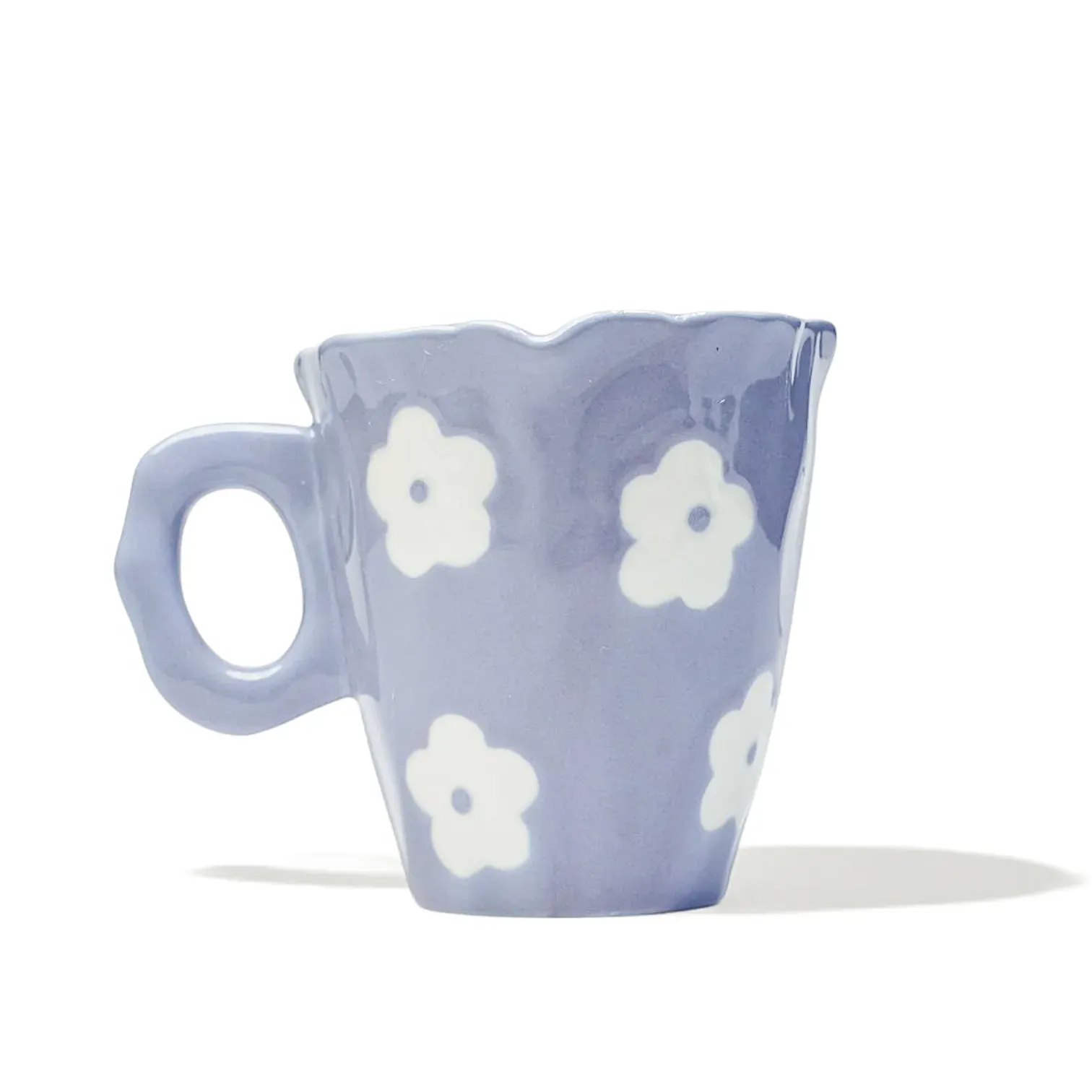 White Floral Pattern Ceramic  Mug