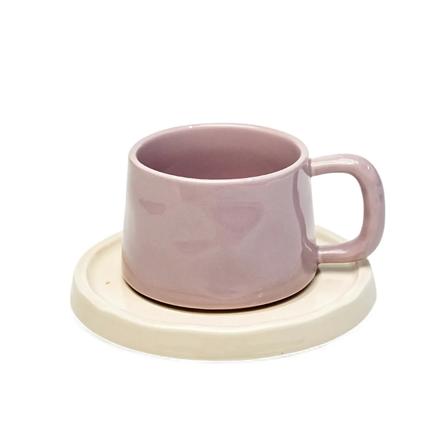 Ceramic Cup + Thick White Saucer