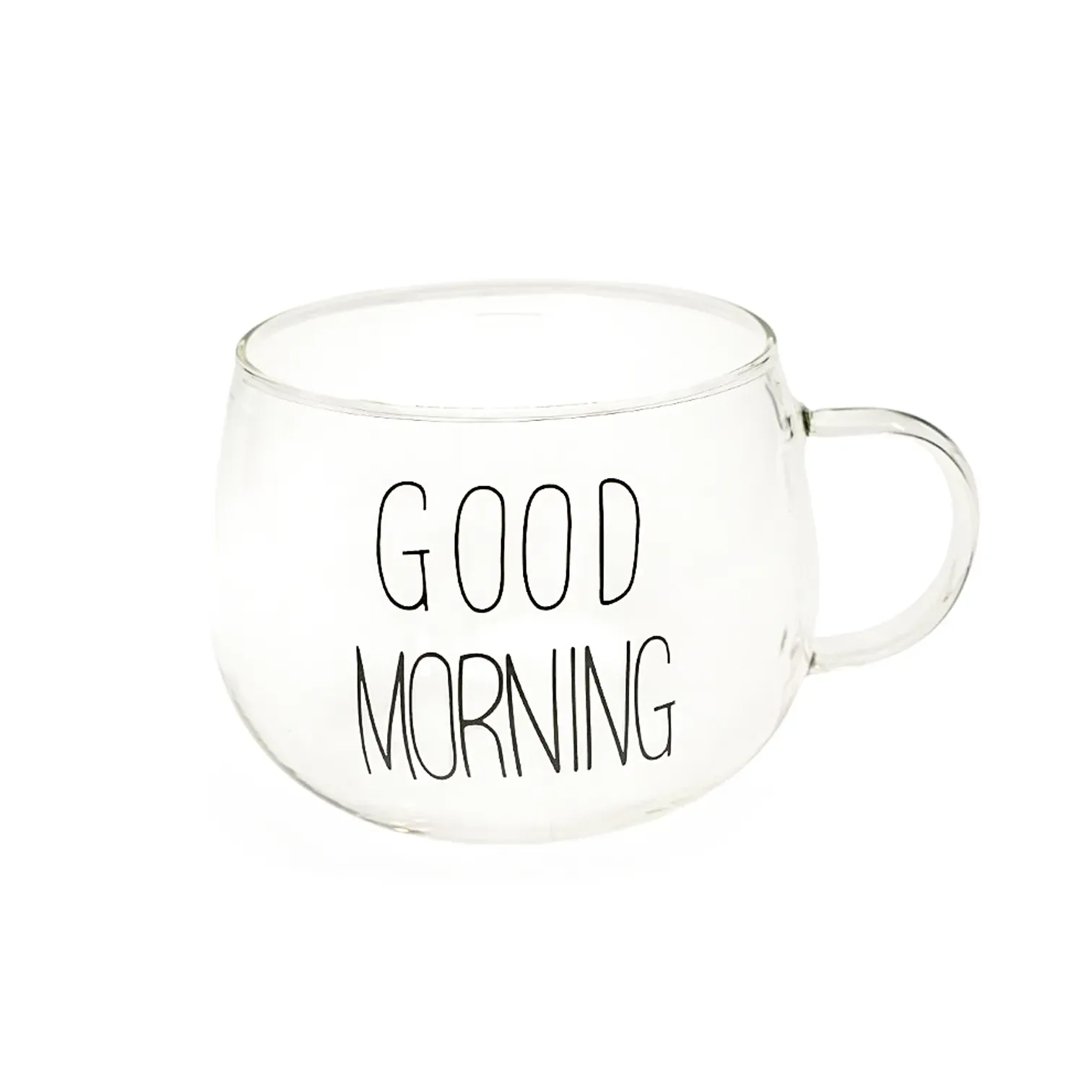  “Good Morning” Clear Glass Coffee Mug 