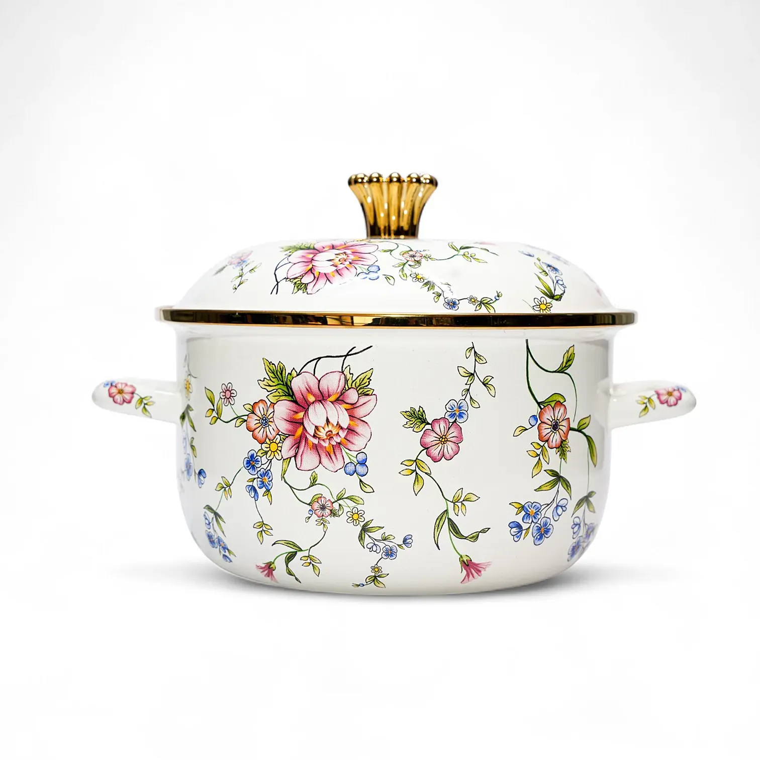 Enamel-Coated Double-Handled Pot, 22cm